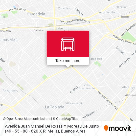 Mapa de Avenida Juan Manuel De Rosas Y Moreau De Justo (49 - 55 - 88 - 620 X R. Mejía)