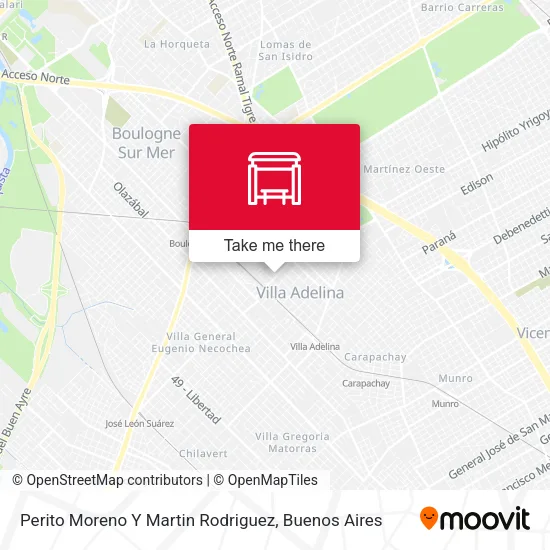 Perito Moreno Y Martin Rodriguez map