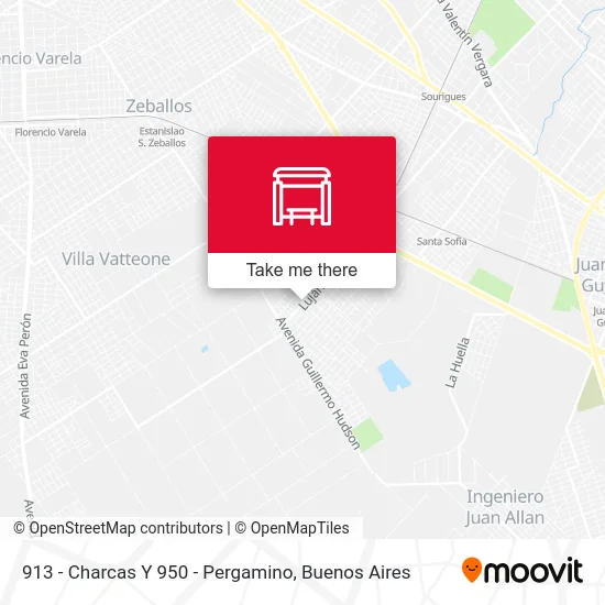 913 - Charcas Y 950 - Pergamino map