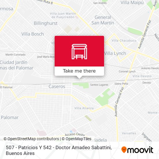 507 - Patricios Y 542 - Doctor Amadeo Sabattini map