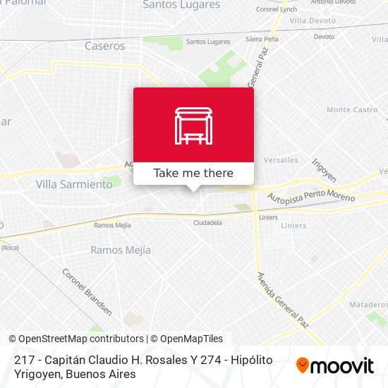 217 - Capitán Claudio H. Rosales Y 274 - Hipólito Yrigoyen map
