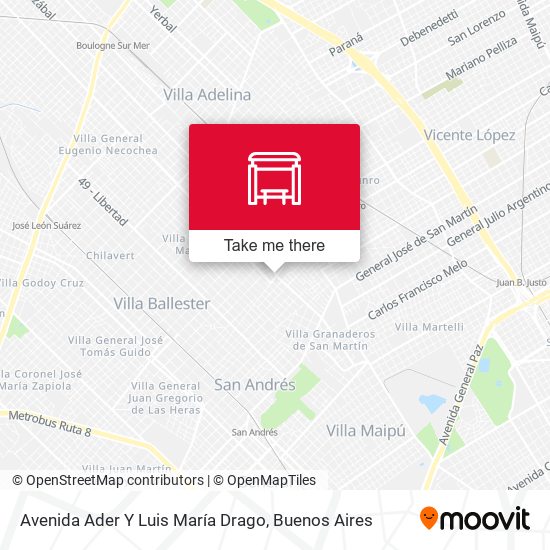 Mapa de Avenida Ader Y Luis María Drago