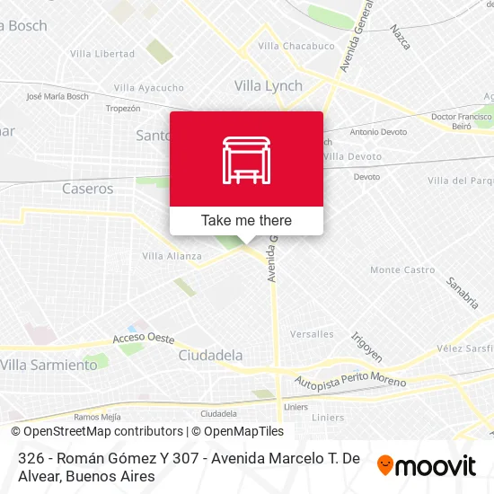 326 - Román Gómez Y 307 - Avenida Marcelo T. De Alvear map