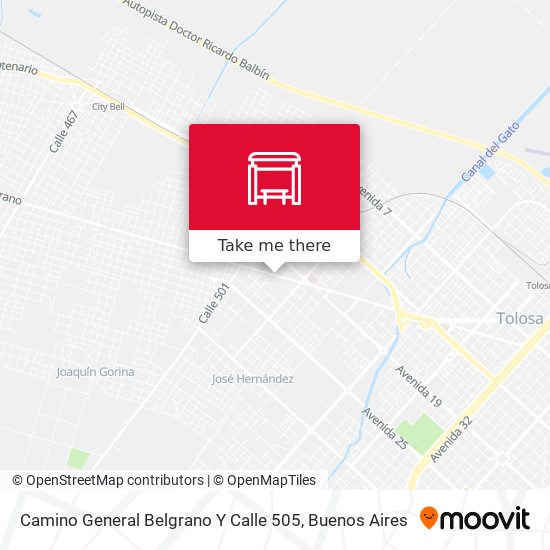 Camino General Belgrano Y Calle 505 map