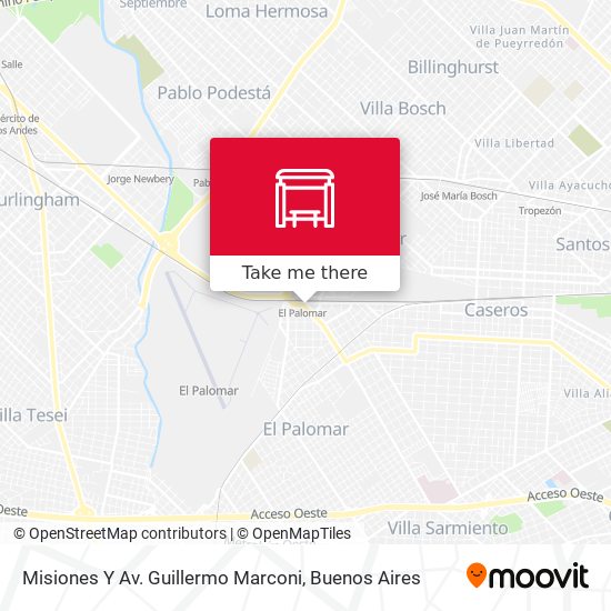 Mapa de Misiones Y  Av. Guillermo Marconi