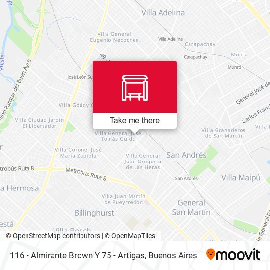 116 - Almirante Brown Y 75 - Artigas map