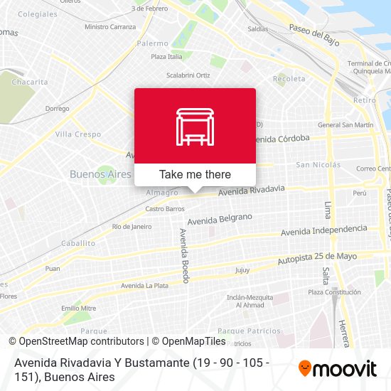 Mapa de Avenida Rivadavia Y Bustamante (19 - 90 - 105 - 151)