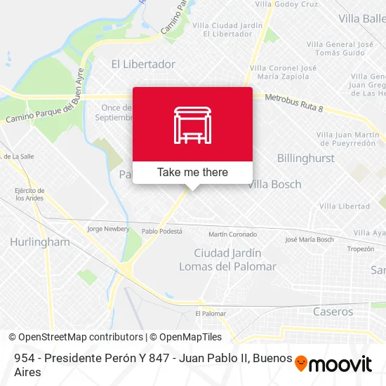 Mapa de 954 - Presidente Perón Y 847 - Juan Pablo II