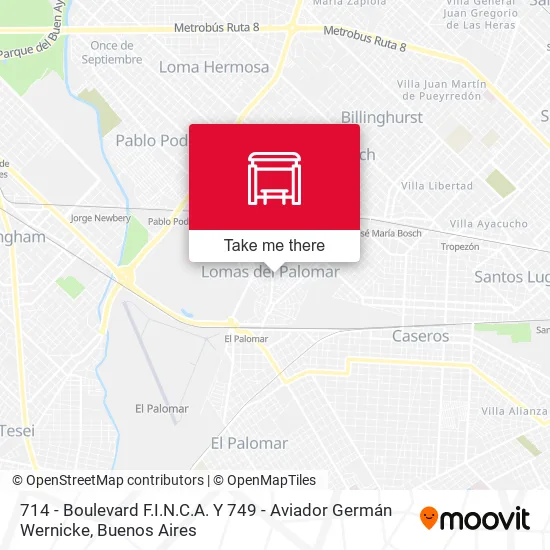 714 - Boulevard F.I.N.C.A. Y 749 - Aviador Germán Wernicke map