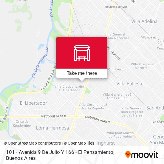 101 - Avenida 9 De Julio Y 166 - El Pensamiento map