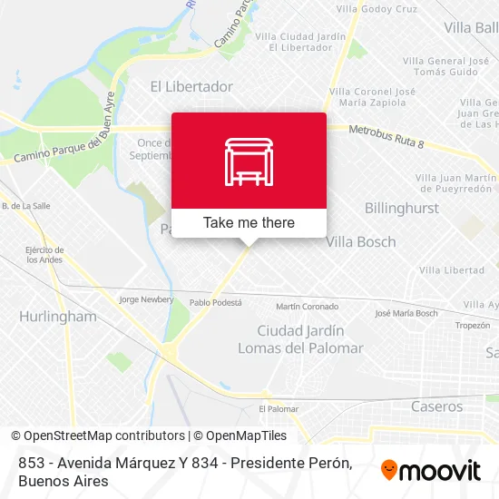 Mapa de 853 - Avenida Márquez Y 834 - Presidente Perón