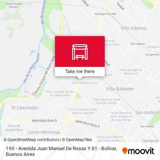 190 - Avenida Juan Manuel De Rosas Y 81 - Bolívar map