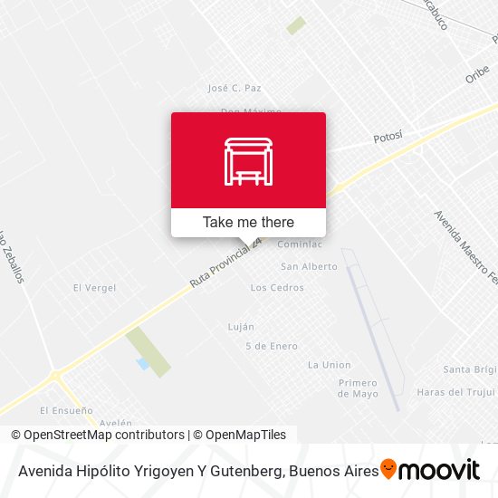 Mapa de Avenida Hipólito Yrigoyen Y Gutenberg