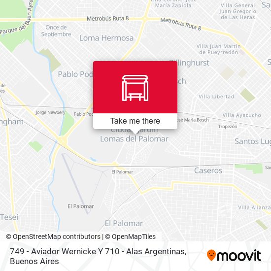 749 - Aviador Wernicke Y 710 - Alas Argentinas map