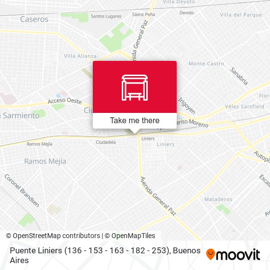 Puente Liniers (136 - 153 - 163 - 182 - 253) map