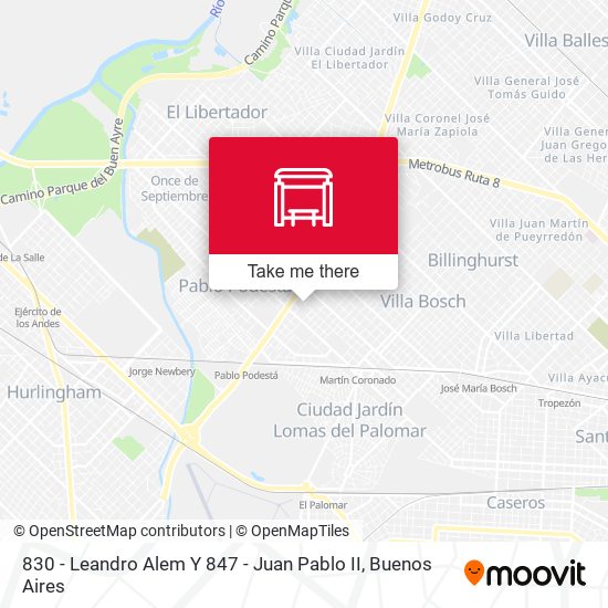 830 - Leandro Alem Y 847 - Juan Pablo II map
