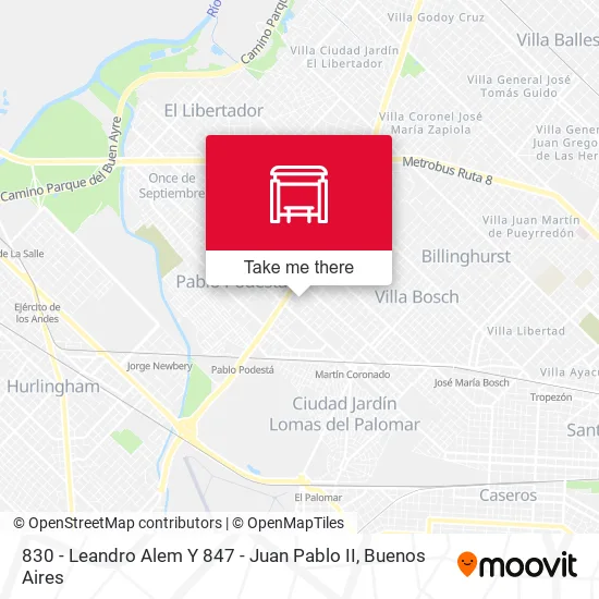 Mapa de 830 - Leandro Alem Y 847 - Juan Pablo II