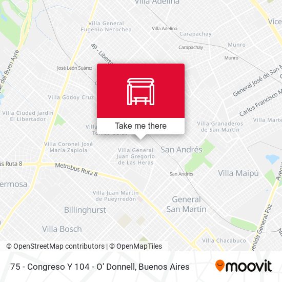 Mapa de 75 - Congreso Y 104 - O' Donnell