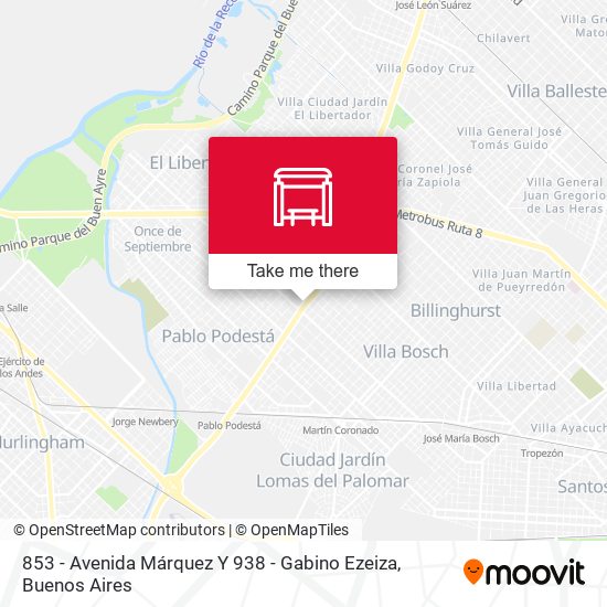 Mapa de 853 - Avenida Márquez Y 938 - Gabino Ezeiza