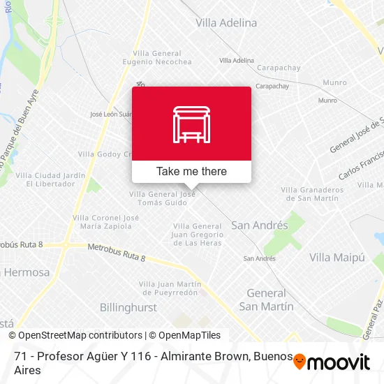 71 - Profesor Agüer Y 116 - Almirante Brown map