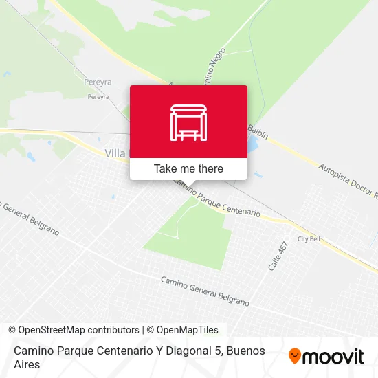 Camino Parque Centenario Y Diagonal 5 map