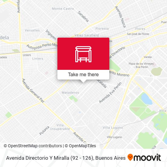 Mapa de Avenida Directorio Y Miralla (92 - 126)