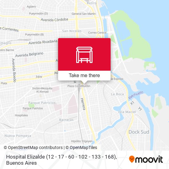 Mapa de Hospital Elizalde (12 - 17 - 60 - 102 - 133 - 168)