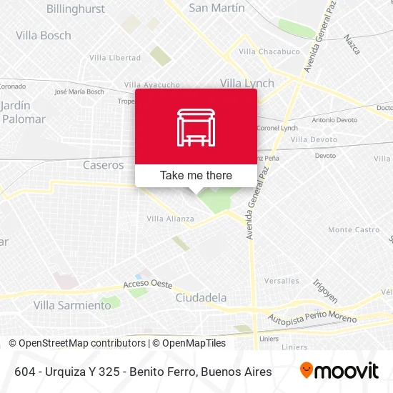 604 - Urquiza Y 325 - Benito Ferro map