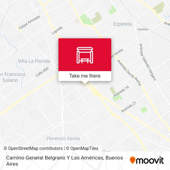 Camino General Belgrano Y Las Américas map