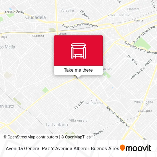 Avenida General Paz Y Avenida Alberdi map