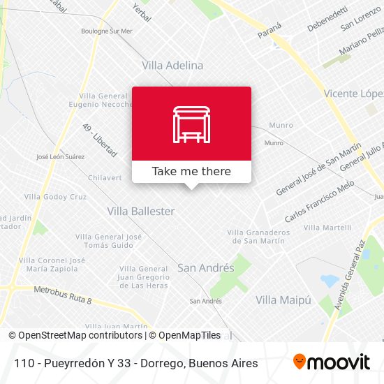 Mapa de 110 - Pueyrredón Y 33 - Dorrego