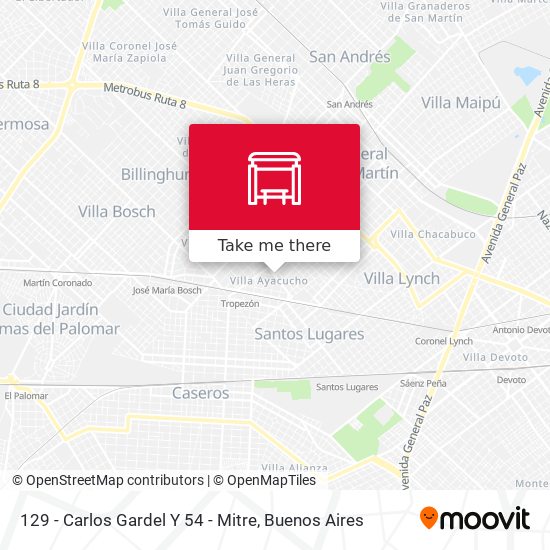 129 - Carlos Gardel Y 54 - Mitre map