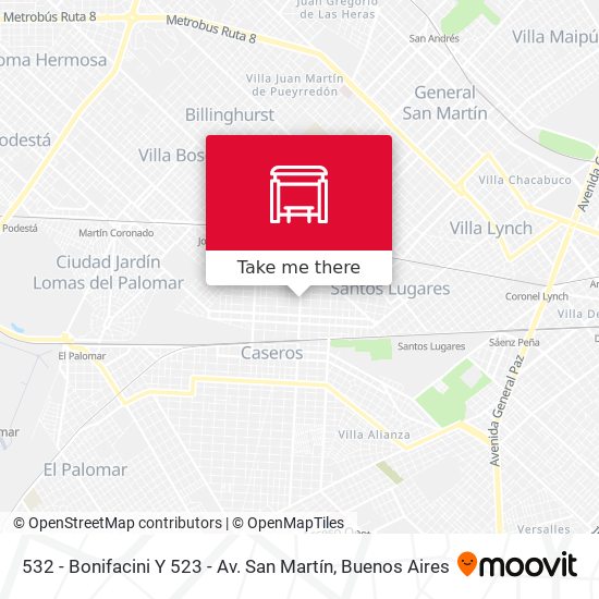 532 - Bonifacini Y 523 - Av. San Martín map