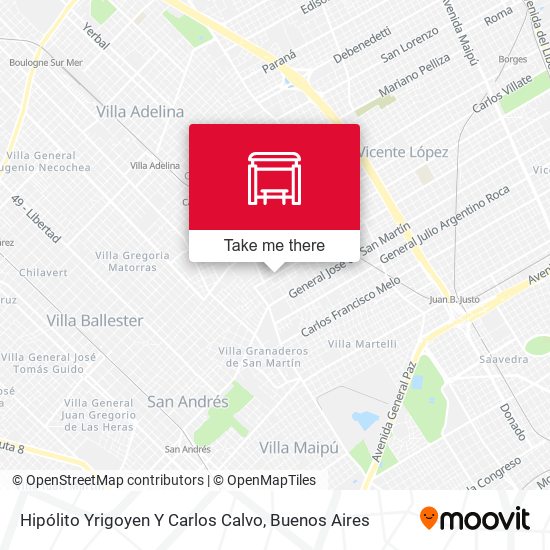 Mapa de Hipólito Yrigoyen Y Carlos Calvo