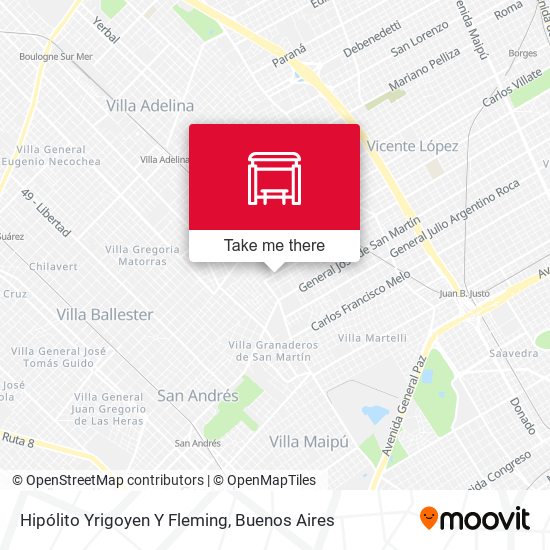 Hipólito Yrigoyen Y Fleming map