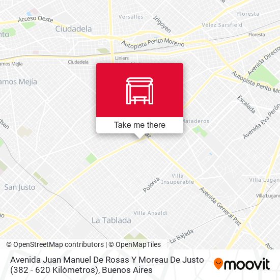 Avenida Juan Manuel De Rosas Y Moreau De Justo (382 - 620 Kilómetros) map