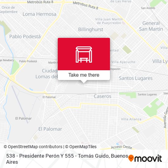 538 - Presidente Perón Y 555 - Tomás Guido map