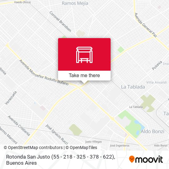 Mapa de Rotonda San Justo (55 - 218 - 325 - 378 - 622)