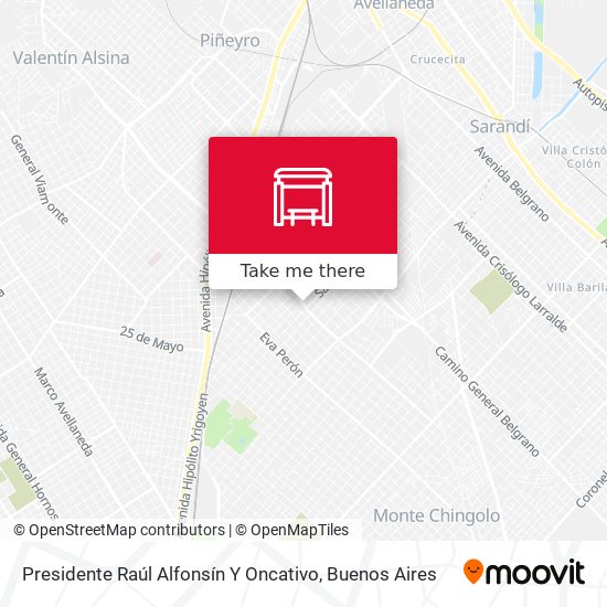 Mapa de Presidente Raúl Alfonsín Y Oncativo