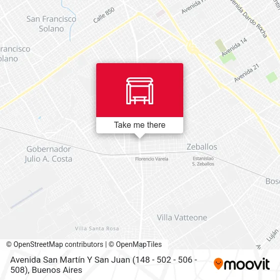 Mapa de Avenida San Martín Y San Juan (148 - 502 - 506 - 508)