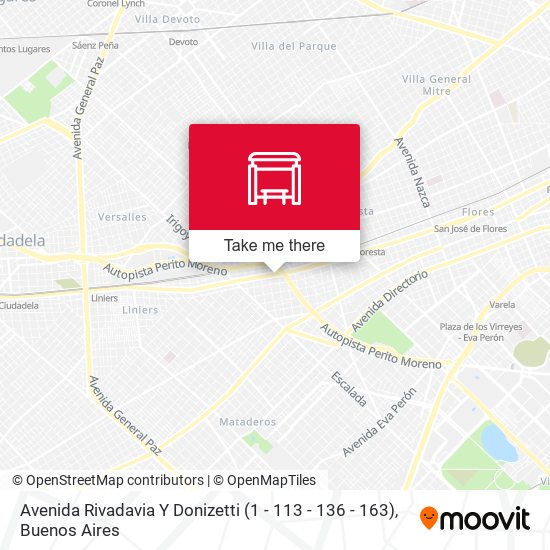 Mapa de Avenida Rivadavia Y Donizetti (1 - 113 - 136 - 163)