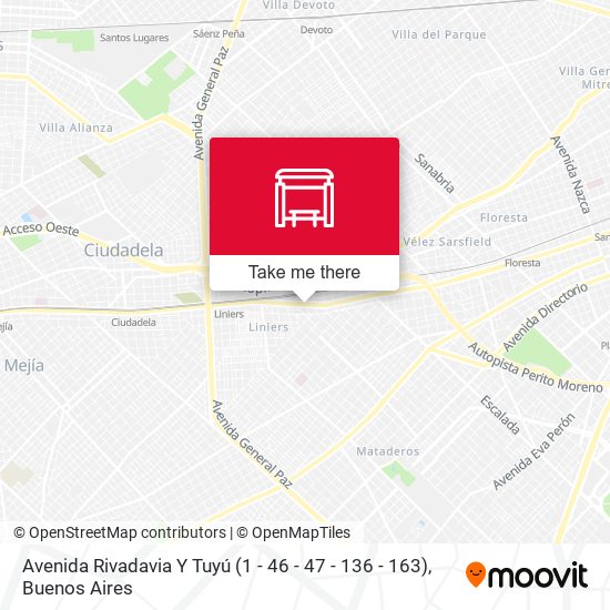 Avenida Rivadavia Y Tuyú (1 - 46 - 47 - 136 - 163) map