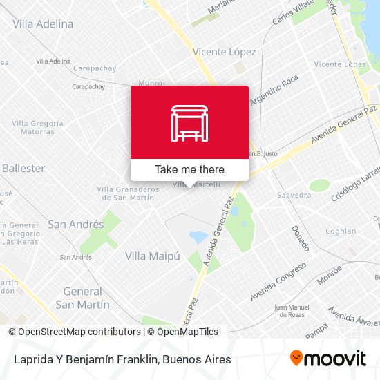 Laprida Y Benjamín Franklin map