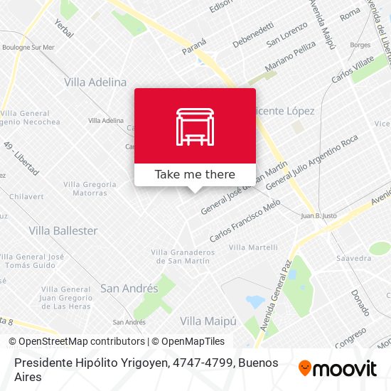Presidente Hipólito Yrigoyen, 4747-4799 map