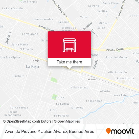 Avenida Piovano Y Julián Álvarez map