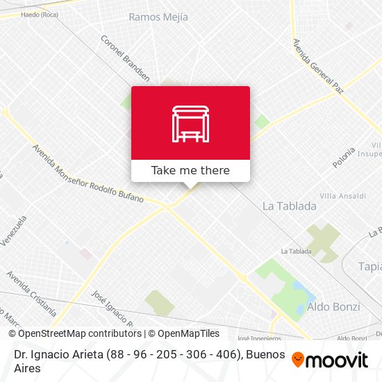 Mapa de Dr. Ignacio Arieta (88 - 96 - 205 - 306 - 406)