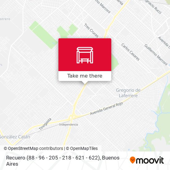 Recuero (88 - 96 - 205 - 218 - 621 - 622) map