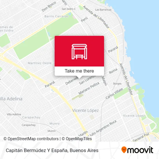 Capitán Bermúdez Y España map