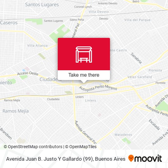 Avenida Juan B. Justo Y Gallardo (99) map