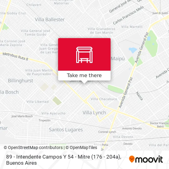 89 - Intendente Campos Y 54 - Mitre (176 - 204a) map